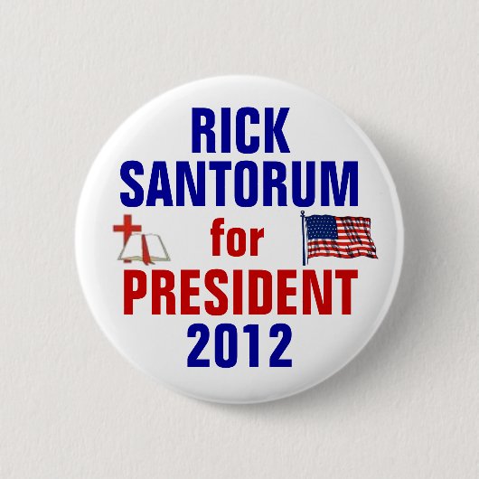 Rick Santorum 2012 Ronde Button 5,7 Cm (Voorkant)