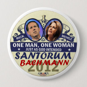 Rick Santorum en Michele Bachmann in 2012 Ronde Button 4,0 Cm