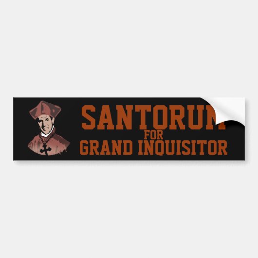 Rick Santorum voor Grand Inquisitor Bumpersticker (Voorkant)