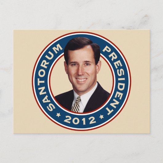 Rick Santorum voor President 2012 Briefkaart (Voorkant)