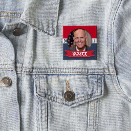 RICK SCOTT CAMPAIGN VIERKANTE BUTTON 5,1 CM (In situ)
