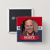 RICK SCOTT CAMPAIGN VIERKANTE BUTTON 5,1 CM (Voorkant /achterkant)
