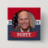 RICK SCOTT CAMPAIGN VIERKANTE BUTTON 5,1 CM (Voorkant)