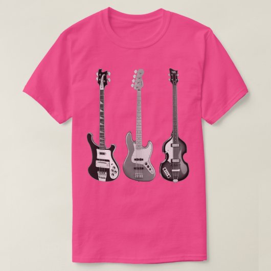 Rickenbacker Fender en Hofner bassen T-shirt (Design voorkant)