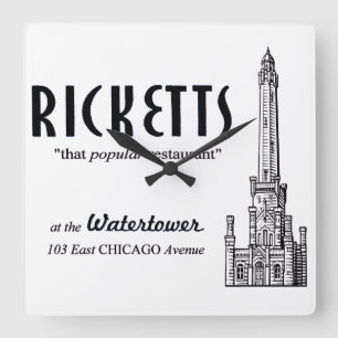 Ricketts Restaurant, Chicago, Illinois Vierkante Klok