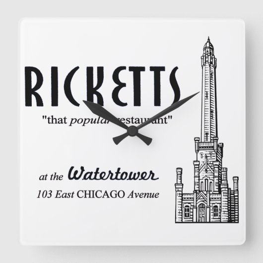 Ricketts Restaurant, Chicago, Illinois Vierkante Klok (Voorkant)