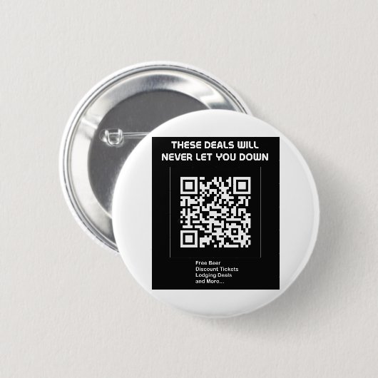 Rickroll QR-code Ronde Button 5,7 Cm (Voorkant /achterkant)