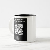 Rickroll QR code Tweekleurige Koffiemok (Voorkant links)