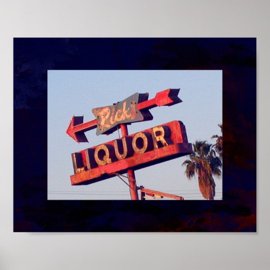  Ricks Liquor Sign Afdrukken op Grunge 10x8 Poster (Voorkant)