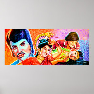Rickshaw Art traditionele acteurs Poster