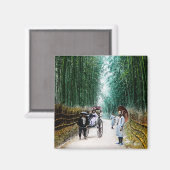 Rickshaw op weg naar Kyoto Vintage Magneet (Voorkant / Achterkant)