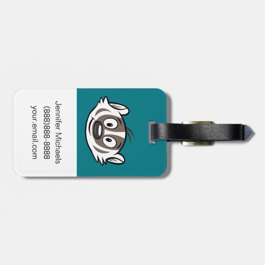 Ricky Raccoon | Boomer Badger Face Bagagelabel (Achterkant horizontaal)