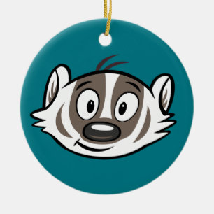 Ricky Raccoon   Boomer Badger Face Keramisch Ornament