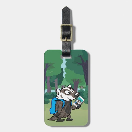 Ricky Raccoon | Boomer Badger Selfie Bagagelabel (Voorkant verticaal)