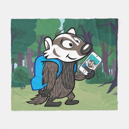 Ricky Raccoon | Boomer Badger Selfie Fleece Deken (Voorkant (Horizontaal))