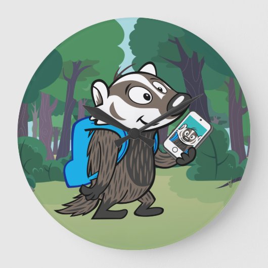 Ricky Raccoon | Boomer Badger Selfie Grote Klok (Voorkant)