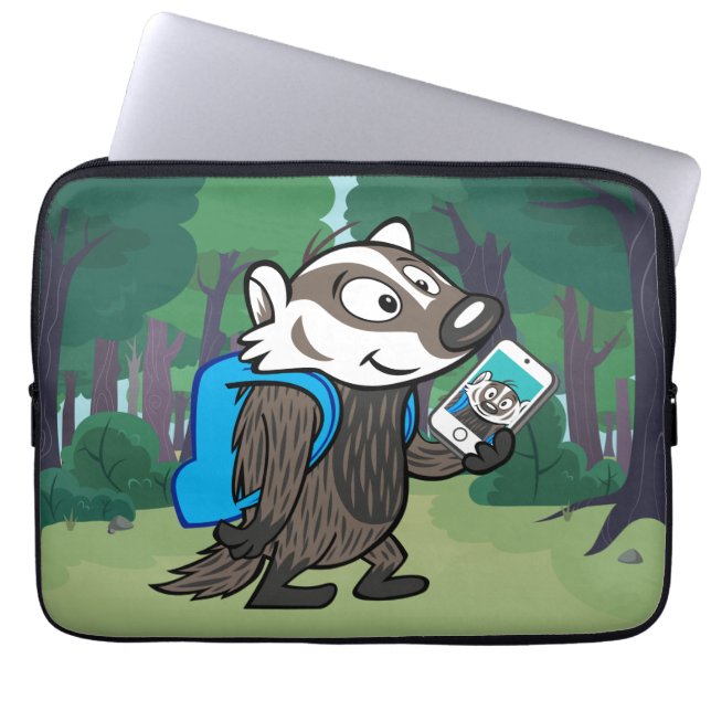 Ricky Raccoon | Boomer Badger Selfie Laptop Sleeve (Voorkant)
