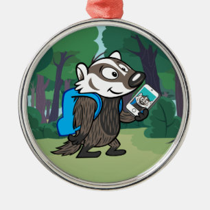 Ricky Raccoon Boomer Badger Selfie Metalen Ornament