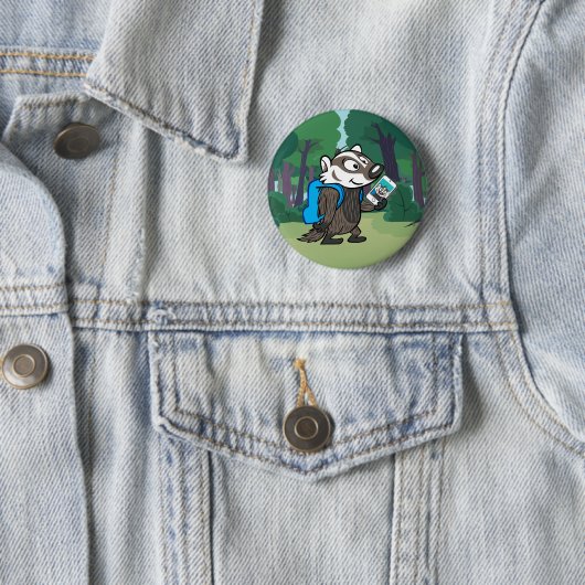 Ricky Raccoon | Boomer Badger Selfie Ronde Button 5,7 Cm (In situ)