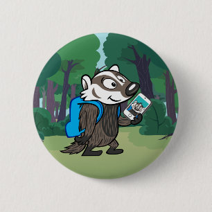Ricky Raccoon   Boomer Badger Selfie Ronde Button 5,7 Cm