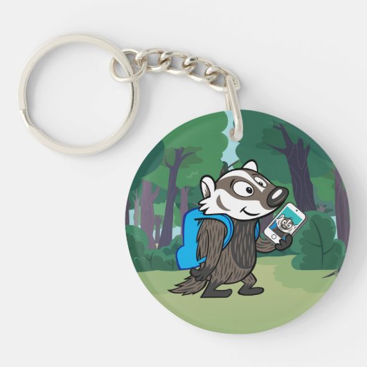 Ricky Raccoon | Boomer Badger Selfie Sleutelhanger (Voorkant)