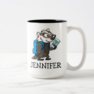 Ricky Raccoon   Boomer Badger Selfie Tweekleurige Koffiemok