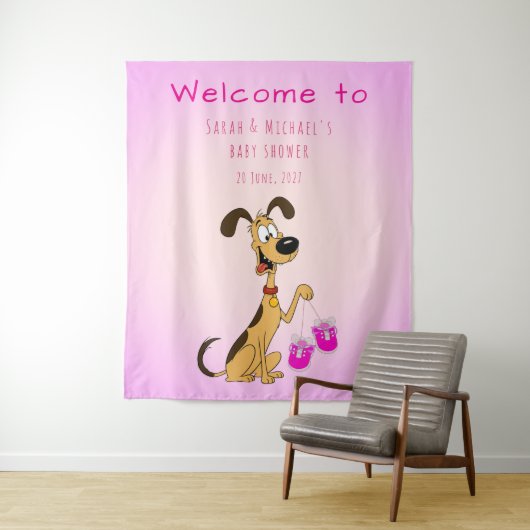 Rico de hond baby boy shower wandkleed (In situ)