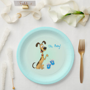 Rico de hond baby jongen shower papieren bord
