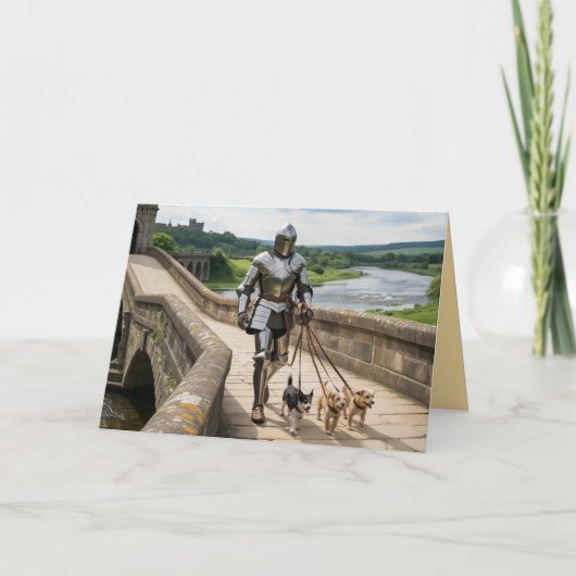Ridder die met de hond wandelt kaart (Voorkant)