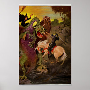 Ridder die met draak vecht door J. Allen St. John Poster