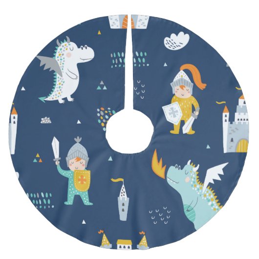 Ridder Dragon Castle Childish Patroon Kerstboom Rok (Voorkant)