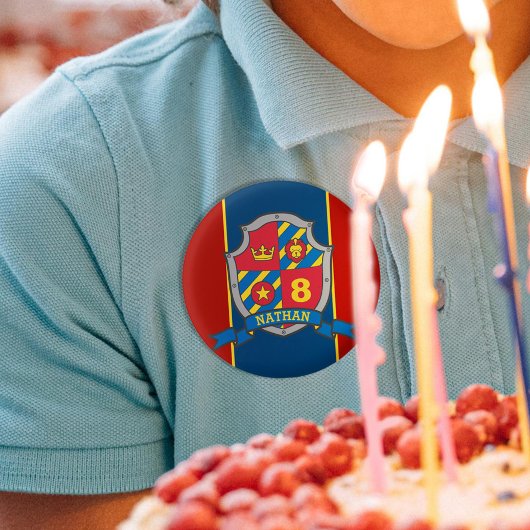Ridder embleem verjaardag leeftijd knop speld ronde button 3,2 cm