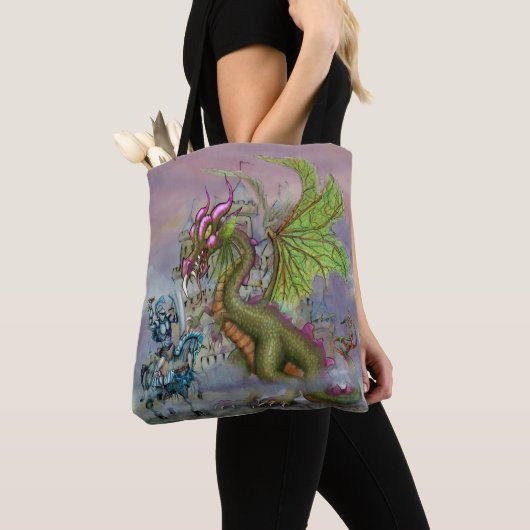 Ridder en Draak Kunst Schoudertassen Tote Bag (Dichtbij)