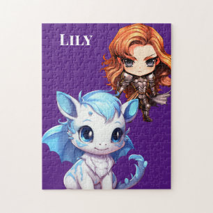 Ridder en draak meisje legpuzzel