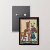 Ridder en schildknaap, 14e-eeuwse middeleeuwse kun button (Voorkant / Achterkant)