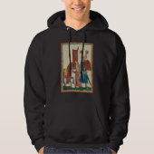 Ridder en schildknaap, 14e-eeuwse middeleeuwse kun hoodie (Voorkant)