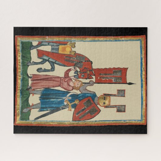 Ridder en schildknaap, 14e-eeuwse middeleeuwse kun legpuzzel (Horizontaal)