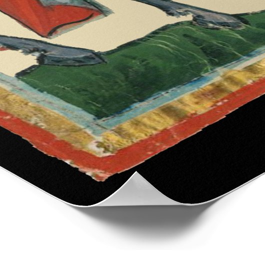 Ridder en schildknaap, 14e-eeuwse middeleeuwse kun poster (Hoek)