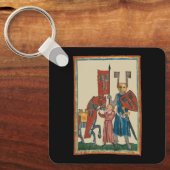 Ridder en schildknaap, 14e-eeuwse middeleeuwse kun sleutelhanger (Voorkant)