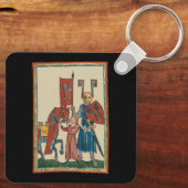 Ridder en schildknaap, 14e-eeuwse middeleeuwse kun sleutelhanger (Achterkant)