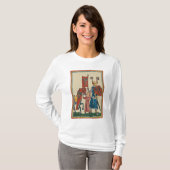 Ridder en schildknaap, 14e-eeuwse middeleeuwse kun t-shirt (Voorkant volledig)