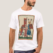 Ridder en schildknaap, 14e-eeuwse middeleeuwse kun t-shirt (Voorkant)