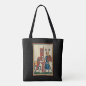 Ridder en schildknaap, 14e-eeuwse middeleeuwse kun tote bag (Achterkant)