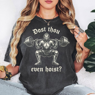 Ridder hurkende met barbell lift "Doe je zelfs hef T-shirt