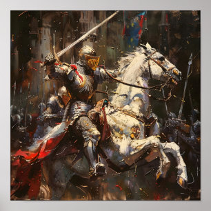 Ridder in Armor op een Paard Poster