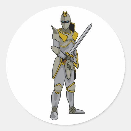 Ridder in Armor Ronde Sticker (Voorkant)