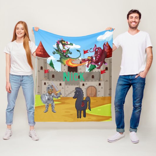 Ridder in glanzend pantser en Gekke draken Fleece Deken (In situ)