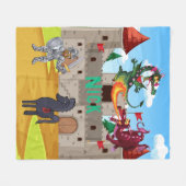 Ridder in glanzend pantser en Gekke draken Fleece Deken (Voorkant (Horizontaal))