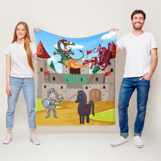 Ridder in glanzend pantser en Gekke draken Fleece Deken (In situ)