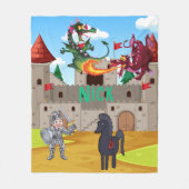 Ridder in glanzend pantser en Gekke draken Fleece Deken (Voorkant)